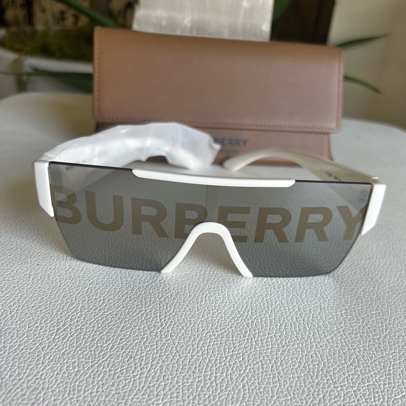 BURBERRY Grey/Silver/Gold Shield Men’s Sunglasses 130-00-140 UNISEX - Picture 1 of 13